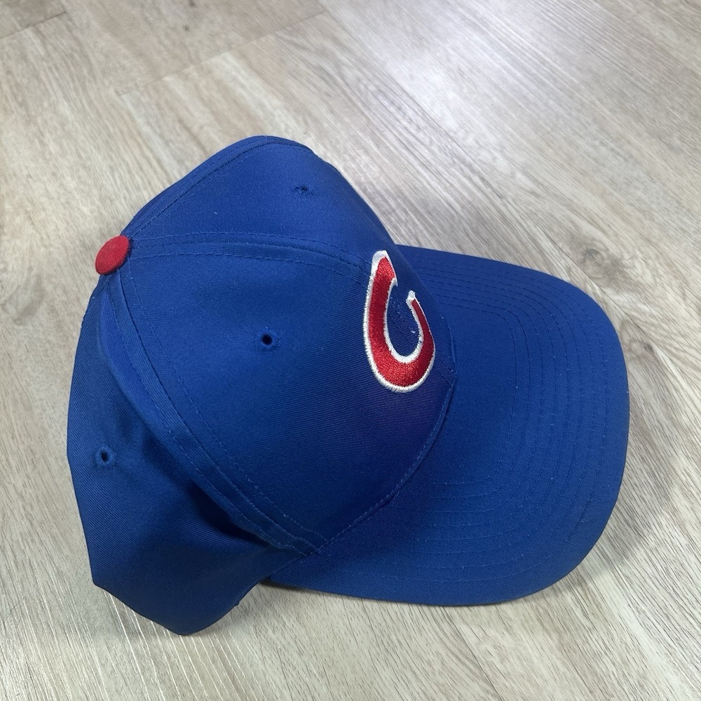 VTG Chicago Cubs Snapback Hat MLB Baseball Blue Plain Logo 7 Cap - Picture 9 of 9